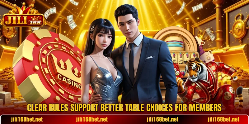 Clear rules support better table choices for members Clear rules support better table choices for members