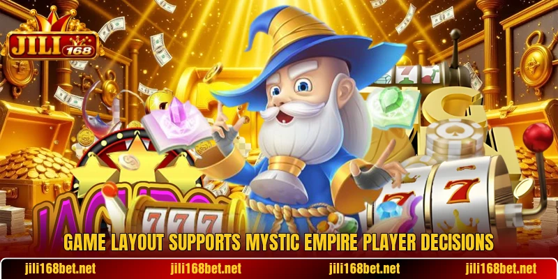 Game layout supports Mystic Empire player decisions Game layout supports Mystic Empire player decisions