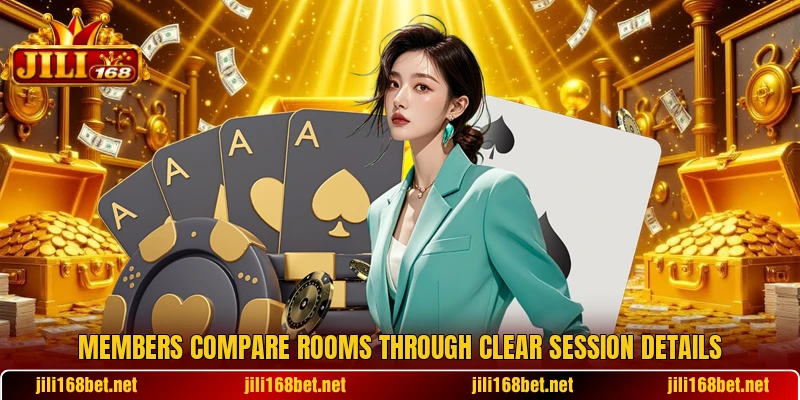 Members compare rooms through clear session details Members compare rooms through clear session details