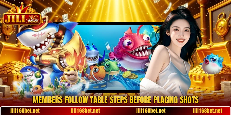 Members follow table steps before placing shots Members follow table steps before placing shots