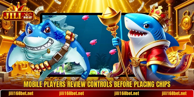 Mobile players review controls before placing chips Mobile players review controls before placing chips